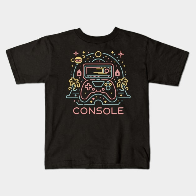 Console neon silhouette Gaming Kids T-Shirt by XYDstore